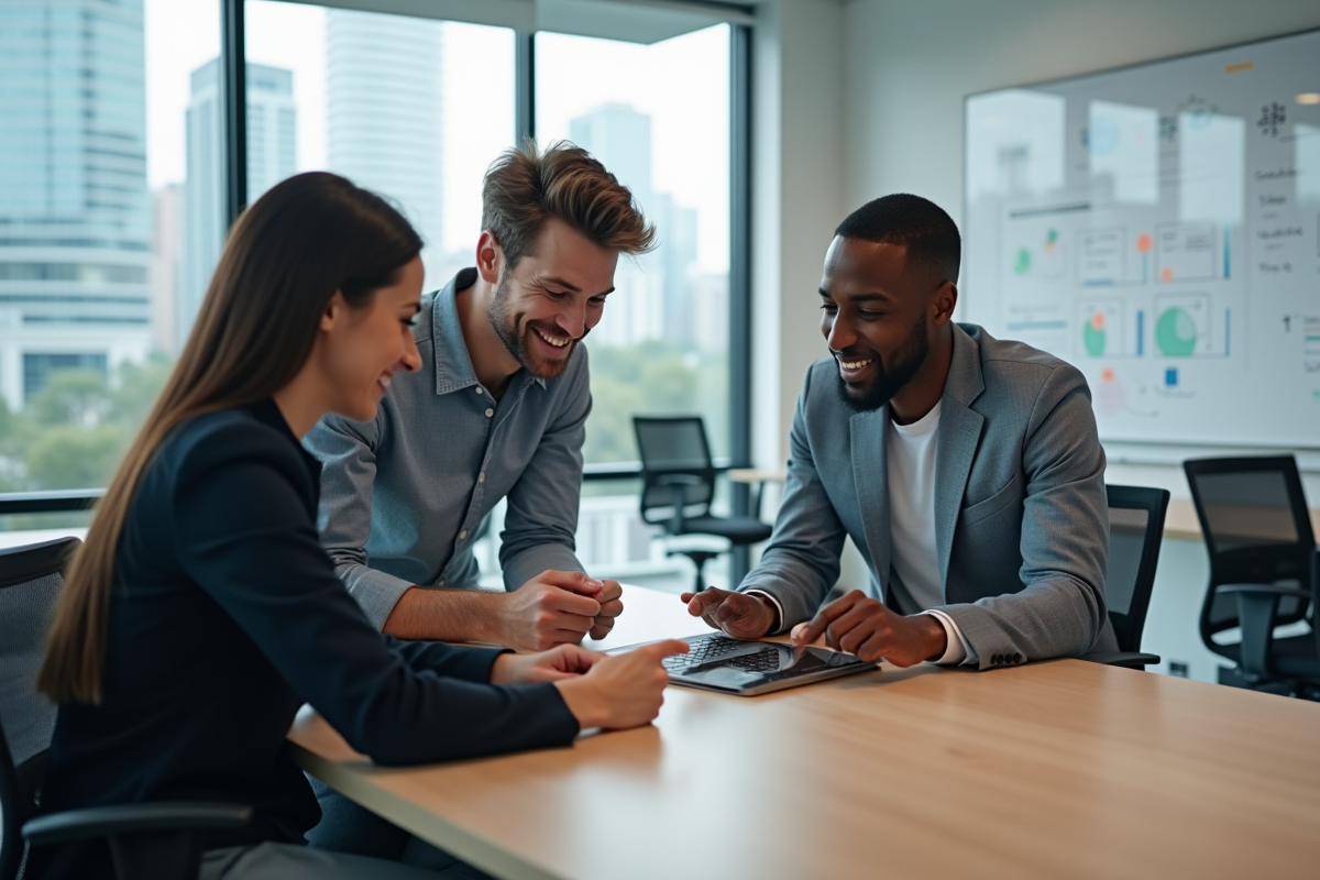 Equipe de professionnels discutant d