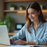 Jeune femme au bureau utilisant Excel sur son ordinateur