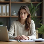 Femme en tenue décontractée dans un bureau moderne
