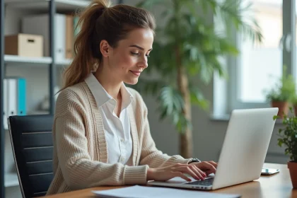 Femme au bureau travaillant sur un fichier Excel