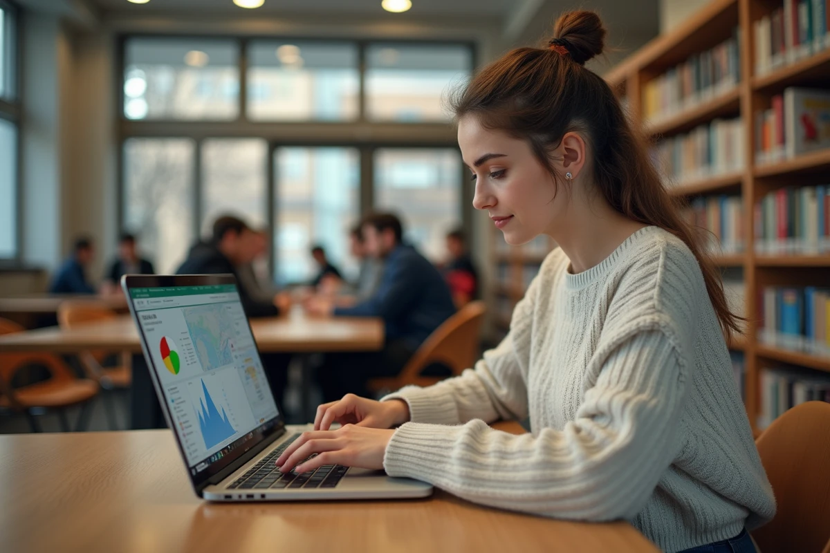 Jeune femme utilisant un ordinateur portable pour visualiser un fichier gpx