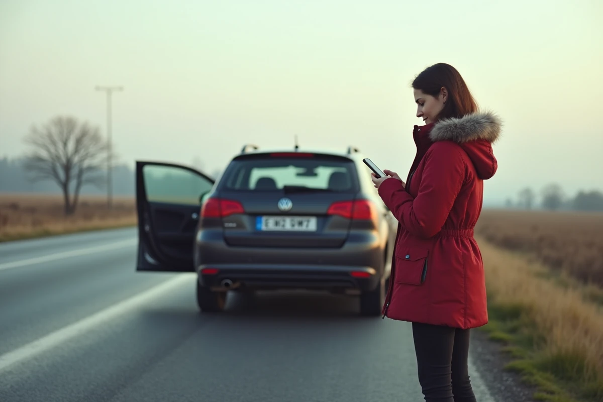 Femme utilisant téléphone à côté d