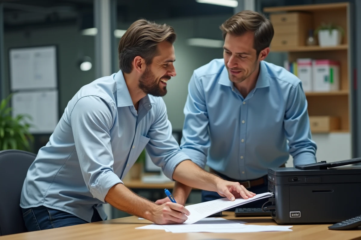 Homme montrant un raccourci d