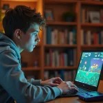 Jeune homme installant des ROMs Pokémon GBA en français sur un émulateur via son ordinateur portable