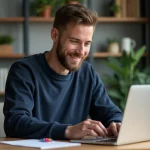 Jeune homme concentré arrangeant des clips dans un bureau moderne