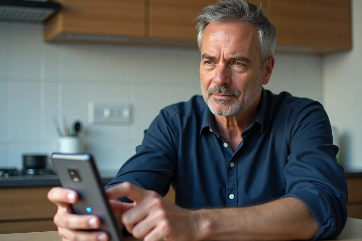 Homme utilisant un Samsung Galaxy pour supprimer des fichiers et libérer de l'espace mémoire