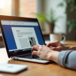 Ordinateur portable sur un bureau lumineux en maison